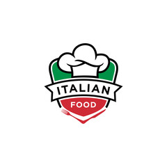 Italian food vector logo design illustration, italian restaurant logo badge design icon template
