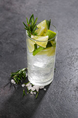 Fresh lime cocktail lemonade with rosemary