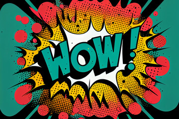 Pop-Art Sprechblase im Retro-Comic-Stil  mit dem Wort WOW - Generative Ai
