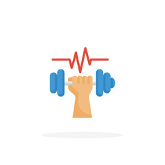 Dumbbell Gym icon flat. Vector illustration on white background. Can used for web, app, digital product, presentation, UI and many more.