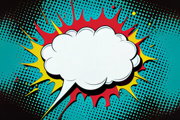 Leere, wei&szlig;e Pop-Art Sprechblase im Retro-Comic-Stil mit Platz f&uuml;r Text - Generative Ai
