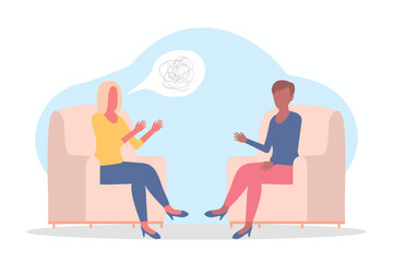 Psychologist and patient. Psychotherapy counseling concept illustration design flat vector