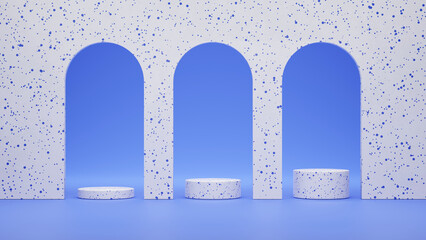 3D rendering Blue Terrazzo Minimal Podium for Mockup, Cosmetic S