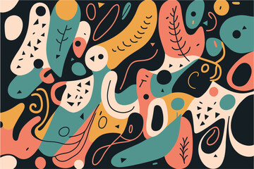 Vector hand drawn flat design abstract doodle pattern