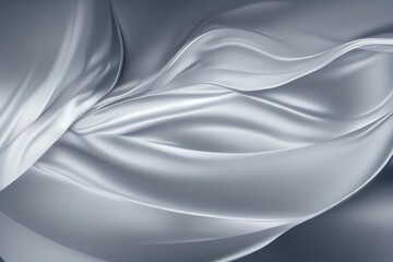 Close-up view of a digitally generated image of a silver wavy satin fabric. Generative AI	
