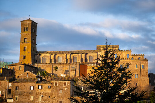 View of old town of Sutri from the archaeological area. Sutri, Viterbo, Lazio, Italy, Europe.