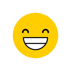 Emoticon with a smile and clenched teeth.