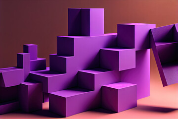 A three-dimensional figure formed by stacking many purple cuboids.