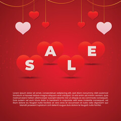 Valentine's day promo sale banner for social media template