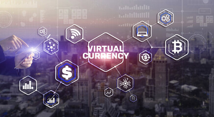 Virtual Currency Exchange Investment concept. Financial Technology Background
