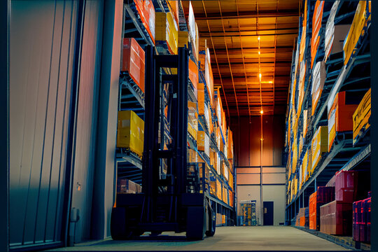 Riesige Lagerhalle - Effiziente Lagerwirtschaft und Logistik in Aktion - Generative Ai