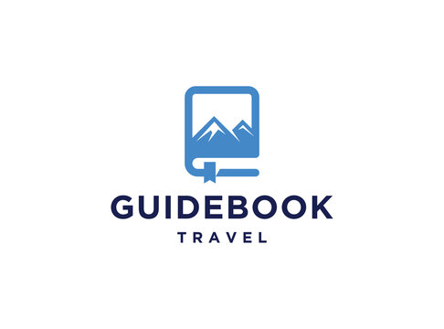 Guide Book With Mountain Logo Design