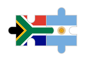 puzzle pieces of south africa and argentina flags. vector illustration isolated on white background