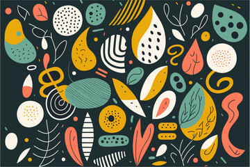 Vector hand drawn flat design abstract doodle pattern