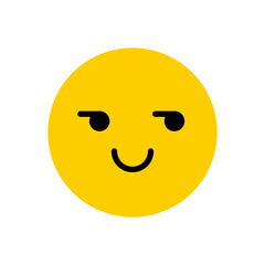Doubtful smiling emoji flat icon.