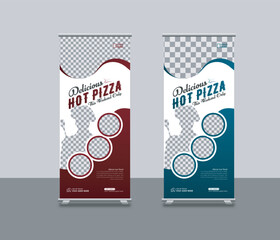 Food roll-up banner template or restaurant services promotion x stand ,rollup ,pull-up, retractable, signage banner design 