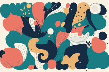 Naklejka premium Vector hand drawn flat design abstract doodle pattern