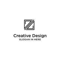 monogram letter z logo design with square black vector
