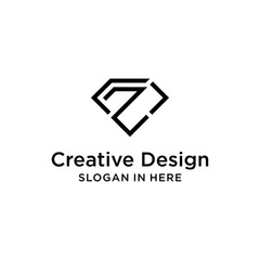 creative letter CZ logo design with luxury geometric shape  vector