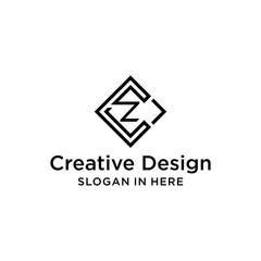 Naklejka premium creative letter CZ logo design with luxury geometric shape vector