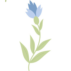 Fototapeta na wymiar Blue flower with leaves
