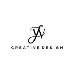 monogram luxury  letter JW logo design with script font