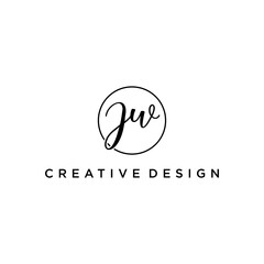 monogram luxury  letter JW logo design with script font
