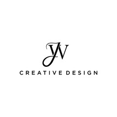 monogram luxury  letter JW logo design with script font