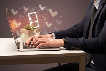 Hand searching for recipes on the internet