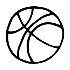Ball for basketball doodle style vector illustration isolated on white