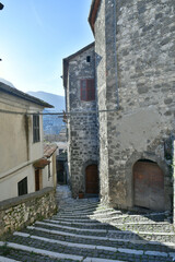 Naklejka premium A narrow street in the historic center of Patrica, an old village in Lazio in the province of Frosinone, Italy.