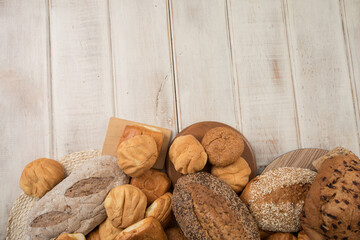 Freshly baked wheat bread loaf breakfast table