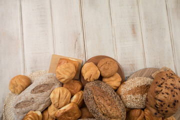 Freshly baked wheat bread loaf breakfast table