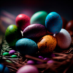 Eastern colorful eggs Illustration created by Generative AI technology