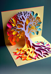 Abstract nervous system in colorful paper cut style