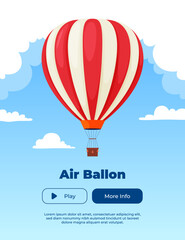 Banner hot air balloon on the background of the sky with clouds. Vector illustration © Igor
