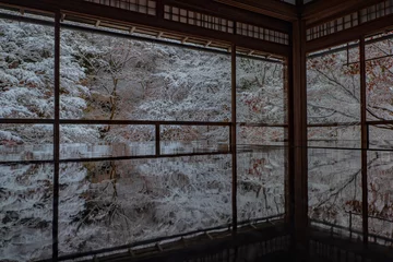 Fotobehang kyoto japan rurikoin temple snow  © Sanato