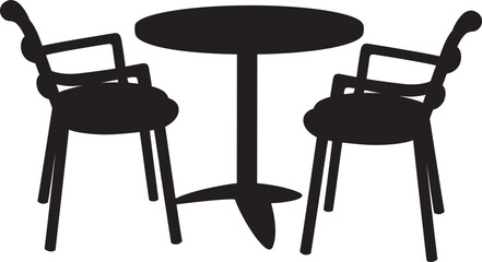 Silhouette of two chairs and a table