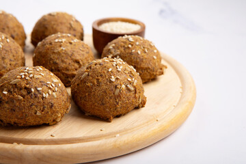 Homemade Gluten Free Bread Buns. Healthy Eating, Dieting, Balanced Food Concept.