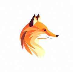 Obraz premium logo of the head of a fox drawn in profile in flat design style with yellow and orange colors, isolated over white background - elegant symbol for a brand label