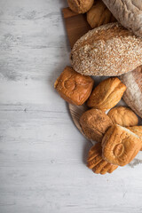 Freshly baked wheat bread loaf breakfast table