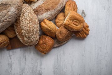 Freshly baked wheat bread loaf breakfast table