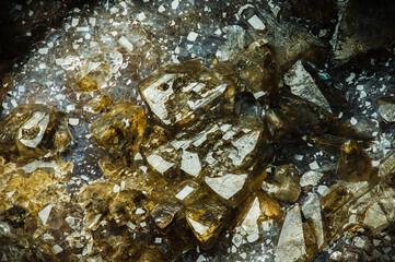 Smoky quartz macro detail texture background. close-up raw rough unpolished semi-precious gemstone