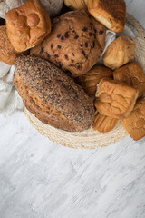 Freshly baked wheat bread loaf breakfast table