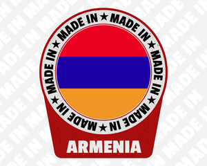 Made in Armenia vector badge, simple isolated icon with country flag, origin marking stamp sign design,