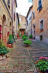 cityscape of Recanati village birthplace of Giacomo Leopardi in MACERATA, ITALY