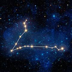 pisces constellation stars twinkling and shining in clear night sky, some elements of this image were furnished by NASA, astrology and horoscopes concept