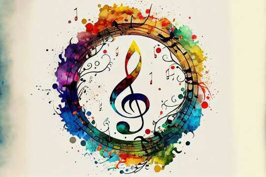 Violinschl&uuml;ssel und Musiknoten - Generative Ai