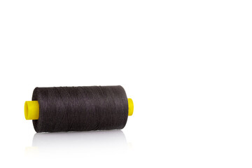 skein of thread brown colors macro on a white background