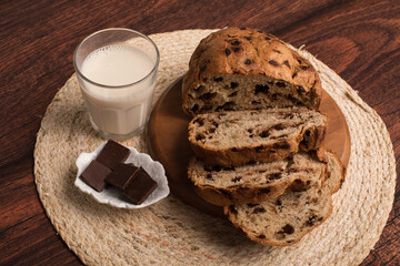 Freshly baked wheat bread loaf breakfast table